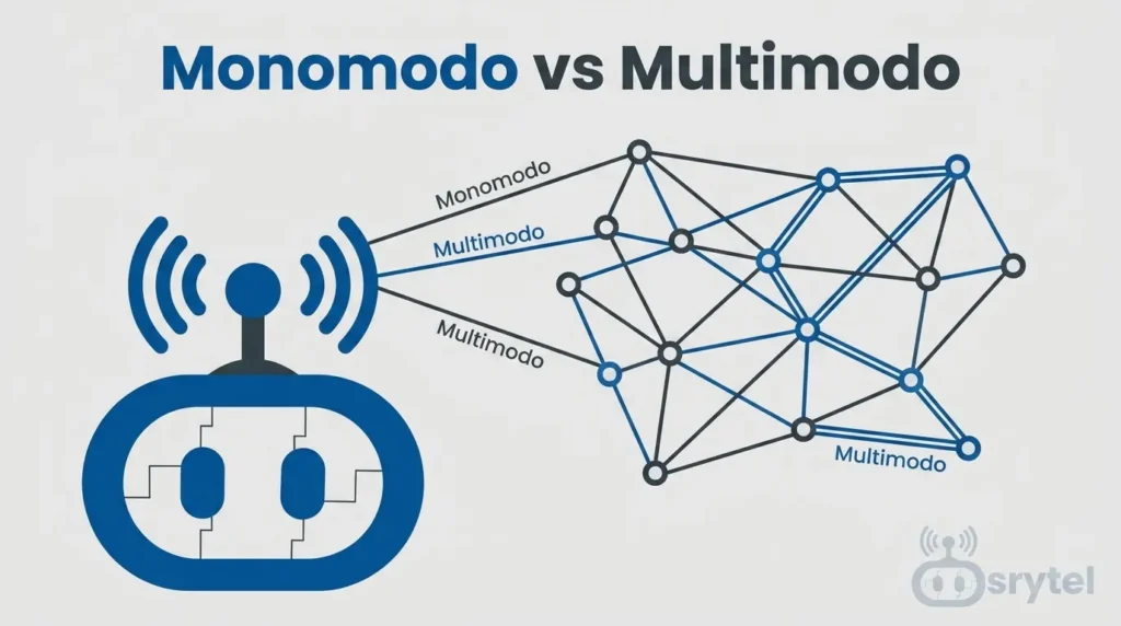 SRYTEL - Sistemas de Red y Telecomunicaciones - CWDM - DWDM - Switches - Routers - Sureste - Instalación de equipos en telecomunicaciones - Telecomunicaciones - Jumpers Ópticos Monomodo vs Multimodo: El Error que Tira tu Red - La Falsa Simplicidad del Patch Cord: ¿Monomodo o Multimodo?